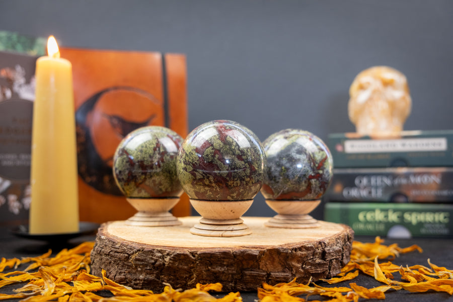 Dragon Stone Sphere, Healing Crystal Gemstone Sphere for Courage, Strength, Heart Healing and Transformation