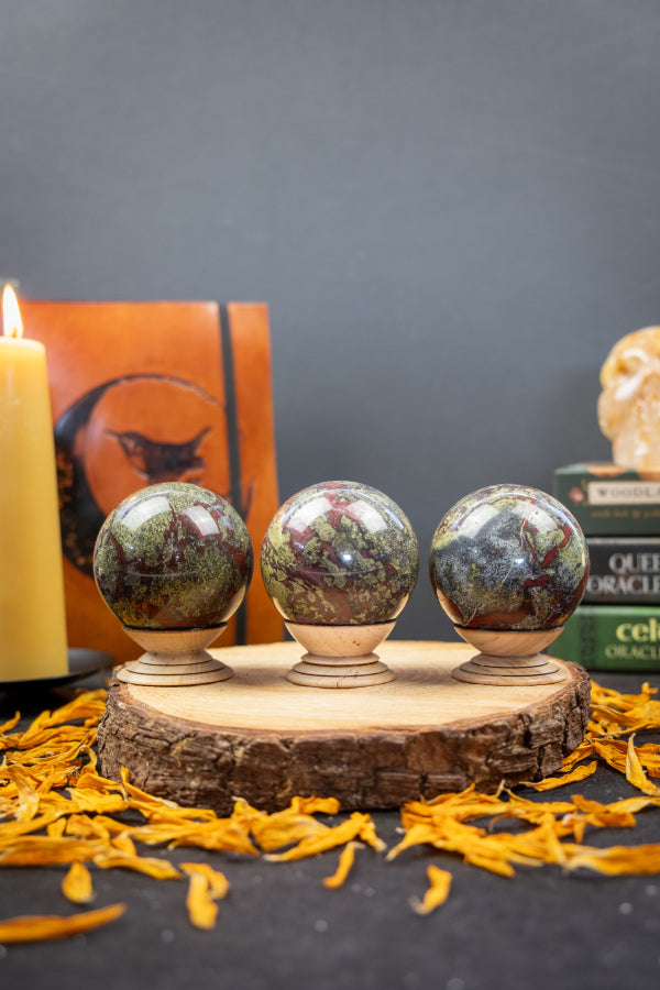 Dragon Stone Sphere, Healing Crystal Gemstone Sphere for Courage, Strength, Heart Healing and Transformation