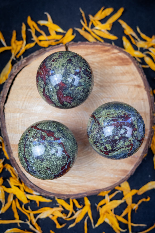 Dragon Stone Sphere, Healing Crystal Gemstone Sphere for Courage, Strength, Heart Healing and Transformation