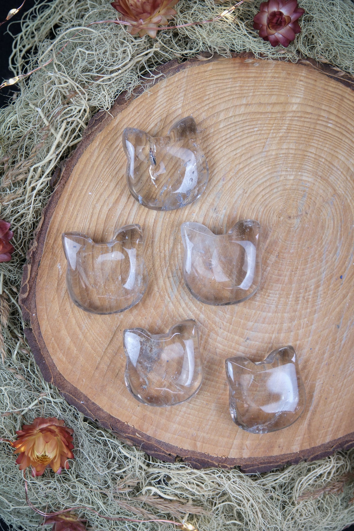 Smokey Quartz Cat Head Carving