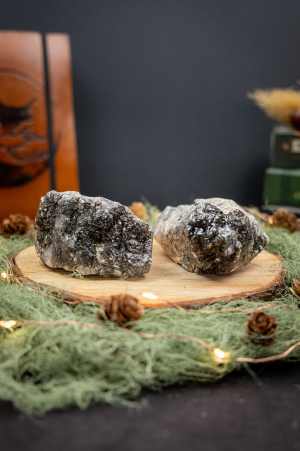 Raw Black Tourmaline in Quartz Crystal, Protective Healing Stone from Brazil, Powerful Grounding Energy Gem for Balance & Clarity