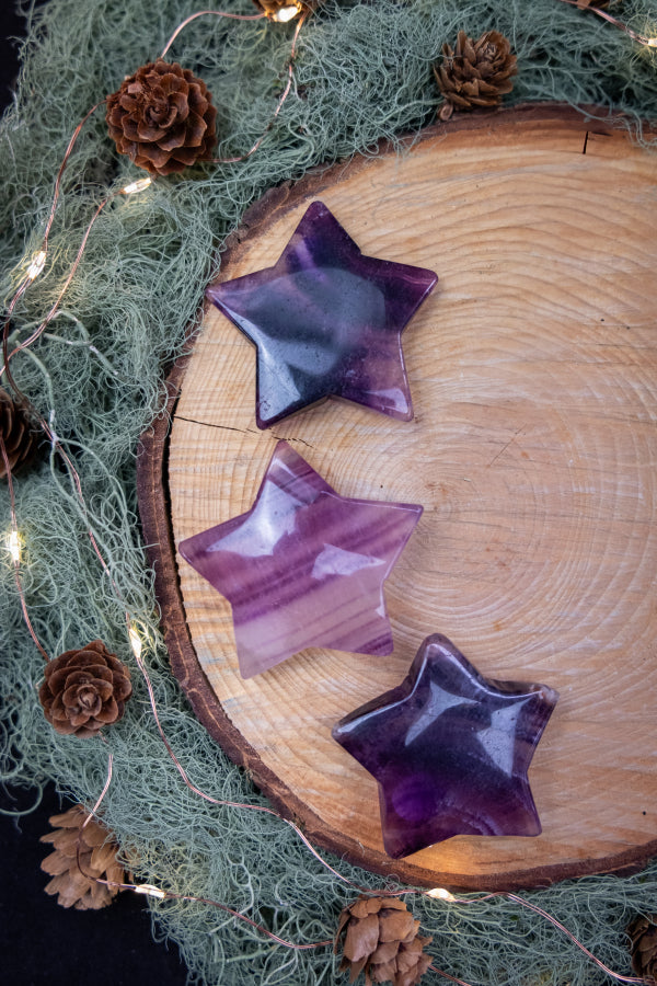 Purple Fluorite Star Crystal, Polished Gemstone Star, Healing Stone for Focus, Intuition and Clarity, Crystal Gift, Calm Energy, Mineral