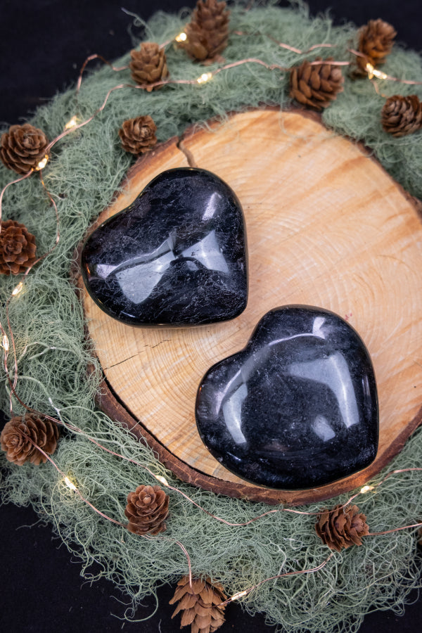 Black Tourmaline Heart Crystal, Protective Gemstone Heart, Grounding Stone for Energy Shielding, Root Chakra Healing Crystal