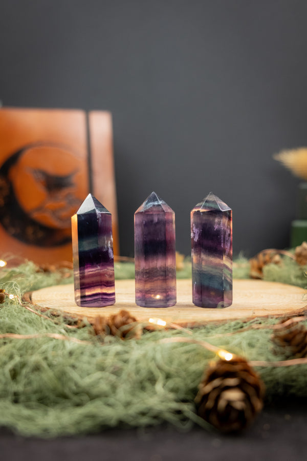 Dark Purple Fluorite Point, Fluorite Crystal Tower, Polished Fluorite Gemstone, Healing Stone for Focus, Clarity, Calm and Protection