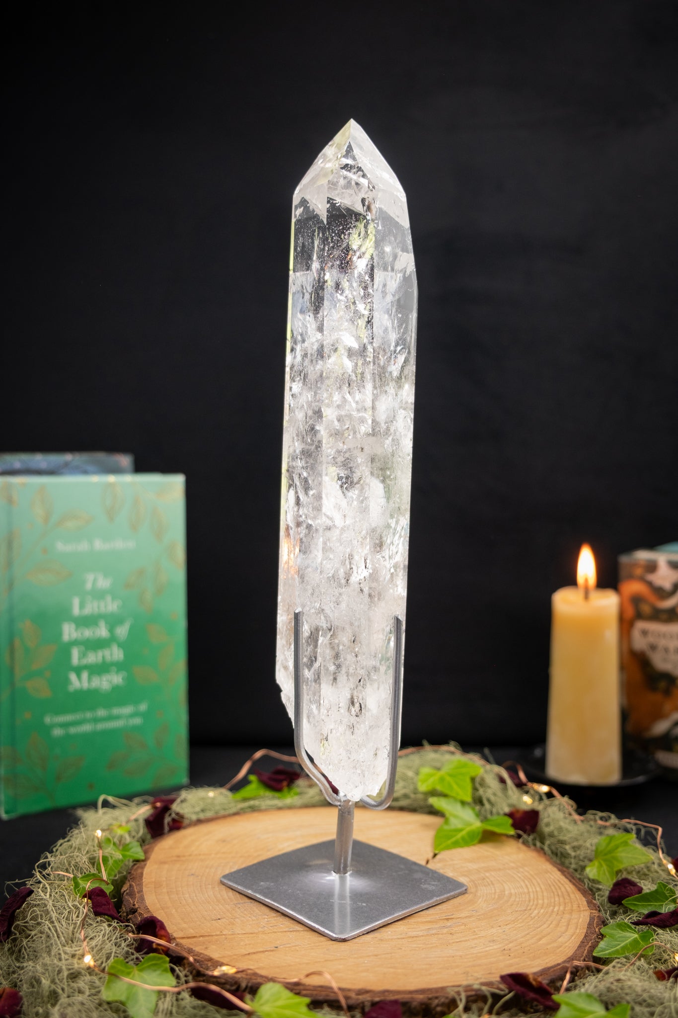 Manifest Lemurian Quartz Point on Stand