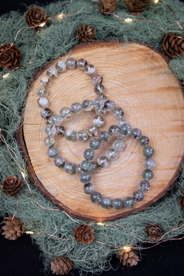 Shamanic Dream Quartz Bracelet, Garden Quartz Crystal Gemstone Beads, Large 11-12mm A Grade, Dream Stone for Meditation and Clarity