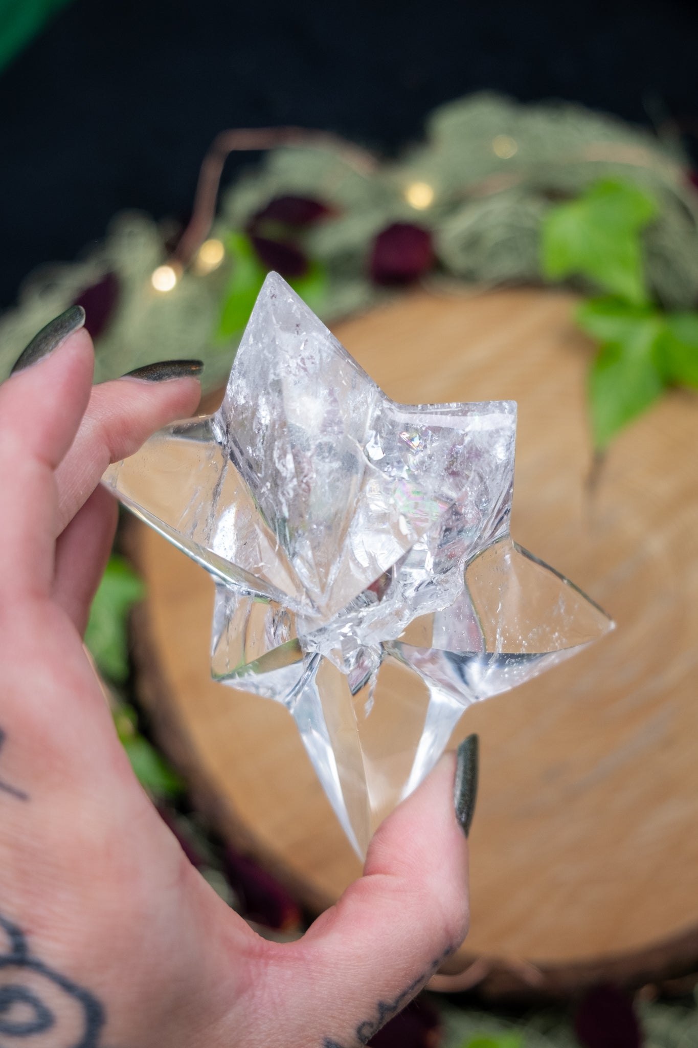 Lemurian Quartz Star on Custom Stand
