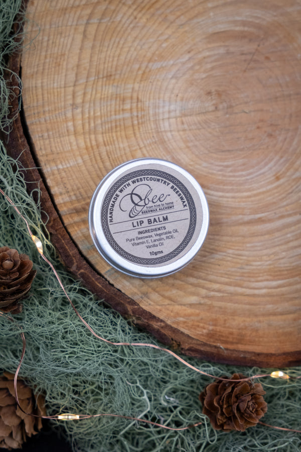 Natural Beeswax Lip Balm, Handmade in Devon, Nourishing Moisture with Vanilla, Vitamin E and Nut Oils
