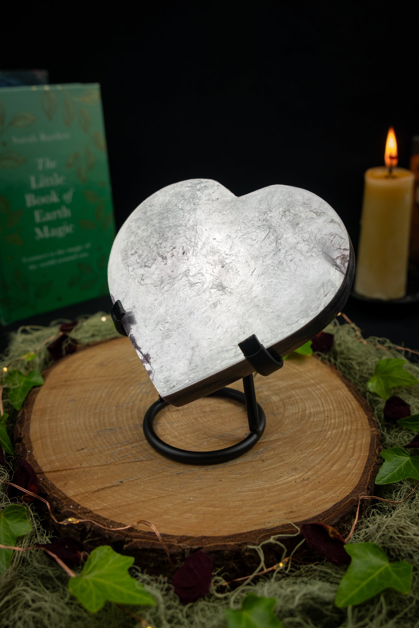 Gem Lepidolite Heart on Stand
