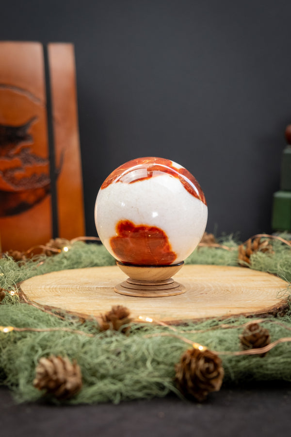 Carnelian Sphere Crystal, Polished Gemstone Ball for Motivation, Creativity and Vitality, Sacral Chakra Healing Stone