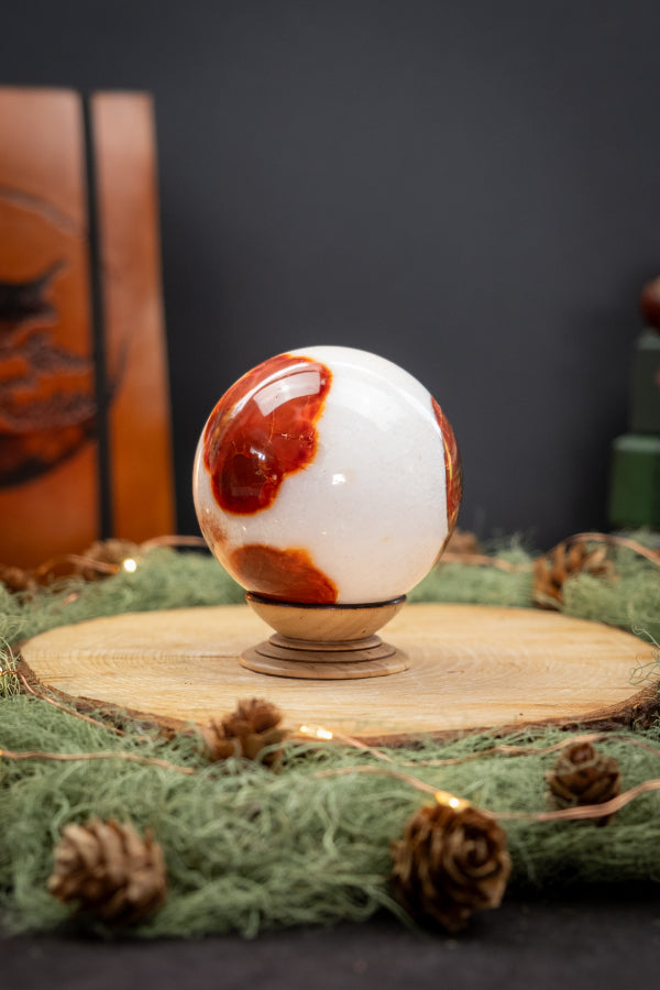 Carnelian Sphere Crystal, Polished Gemstone Ball for Motivation, Creativity and Vitality, Sacral Chakra Healing Stone