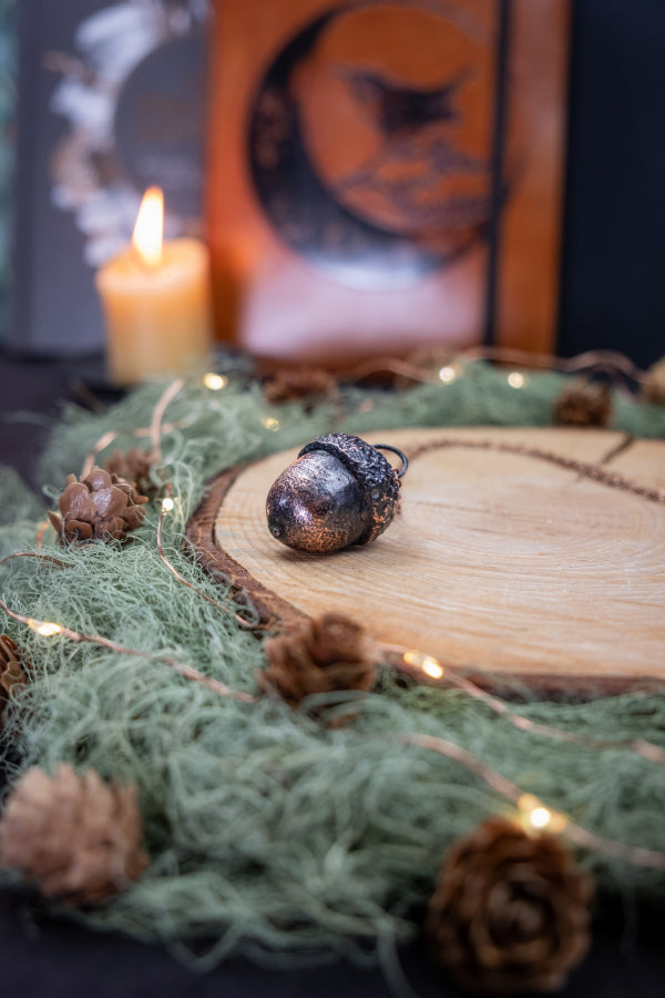 Copper Coated Real Acorn Necklace, Autumn Forest Pendant, Nature Inspired Talisman, Handmade Sustainable Jewellery