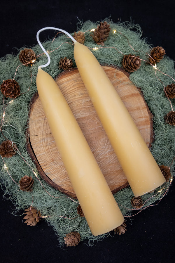 Hand Dipped Beeswax Candles, Ritual Candle Pair, Natural Beeswax Light, Sustainable Clean Burning Candle UK