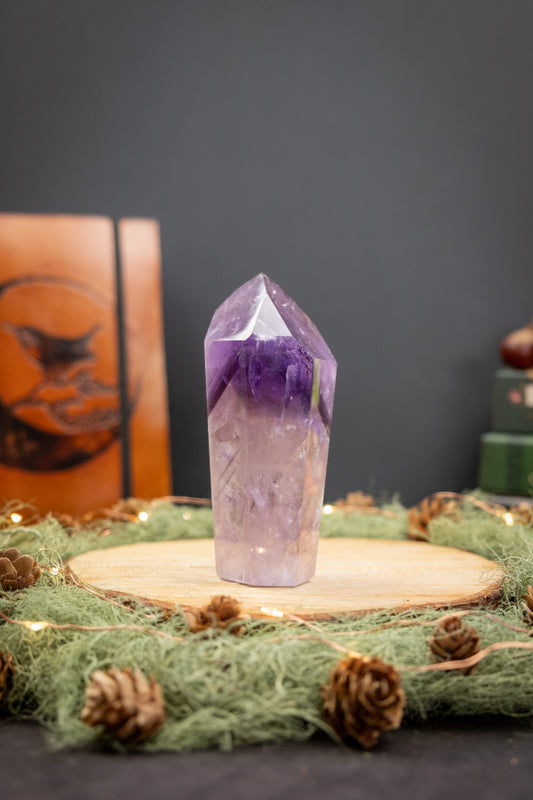 Phantom Amethyst Polished Sceptre Tower Crystal, Healing Gemstone, Spiritual Clarity & Protection Stone, Intuitively Chosen
