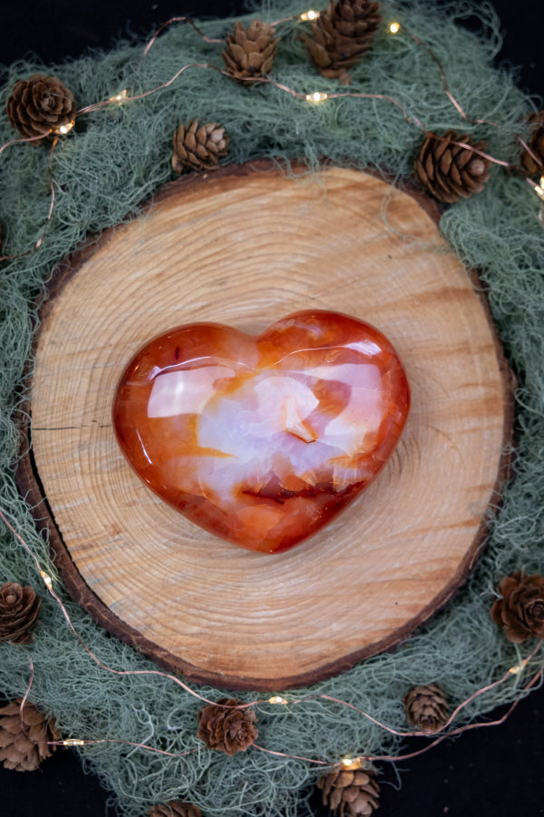 Carnelian Heart Crystal, Polished Gemstone of Passion, Creativity and Courage, Empowering Root and Sacral Chakras