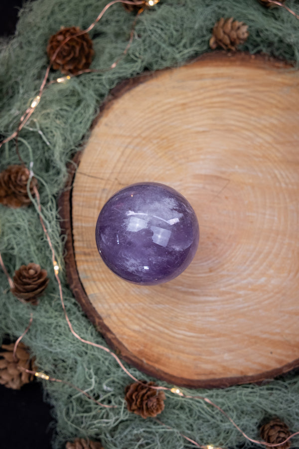 High Grade Amethyst Sphere, Natural Purple Quartz Crystal Ball for Calm, Protection, Meditation and Spiritual Healing Energy