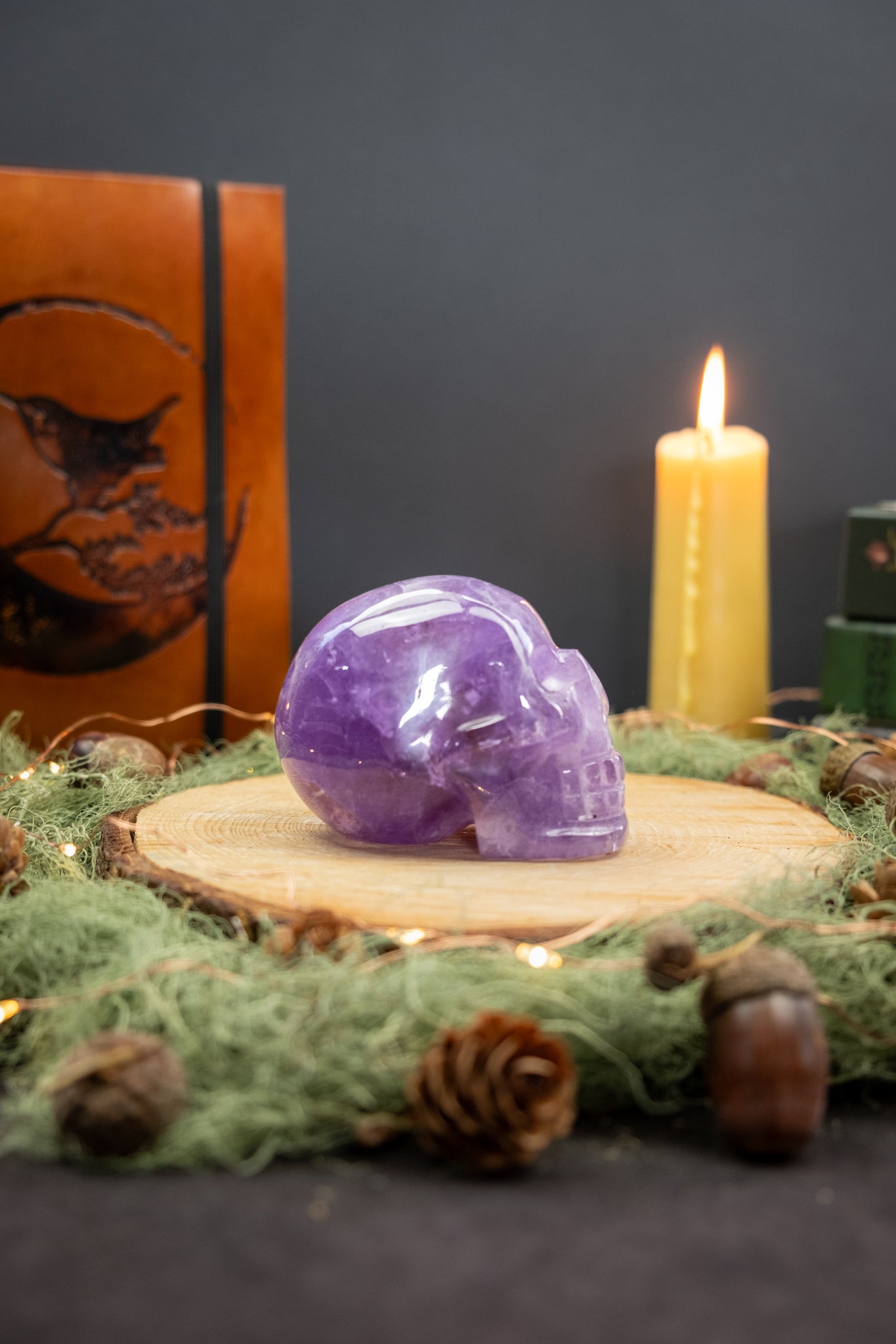 High Grade Amethyst Crystal Skull, Hand Carved Gemstone Skull for Healing, Protection, Meditation and Third Eye Activation