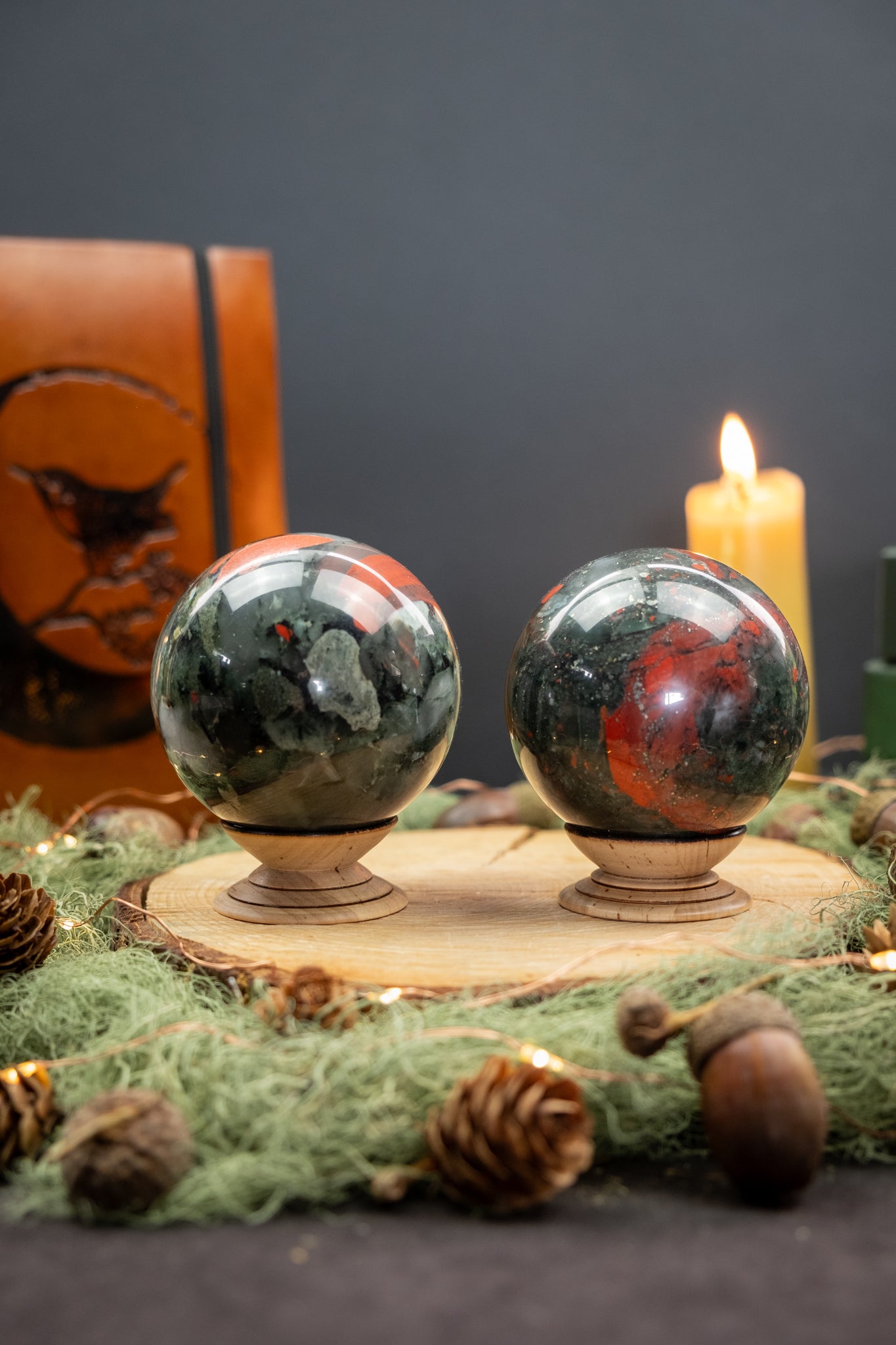 Bloodstone Crystal Sphere, Healing Gemstone Ball for Strength, Protection, Vitality and Courage, Ethically Sourced Natural Bloodstone