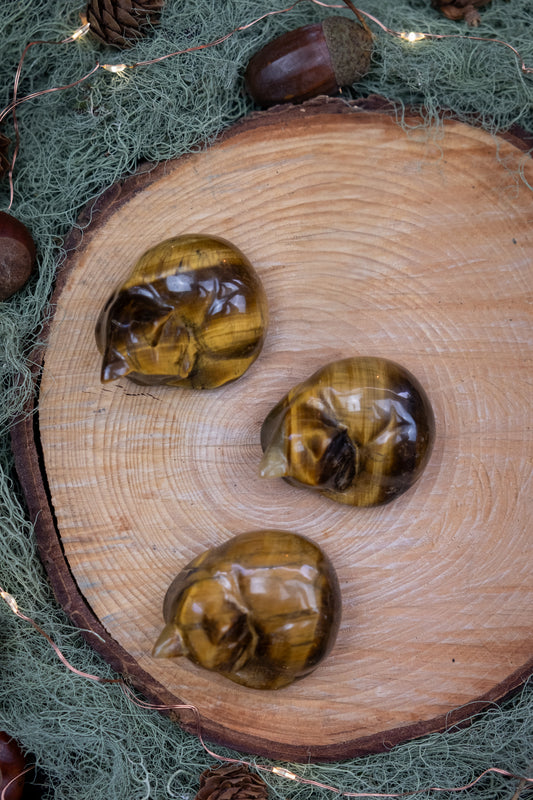 Tiger’s Eye Crystal Cat, Hand Carved Gemstone Cat Figurine, Natural Protection Stone, Root Chakra Grounding Crystal