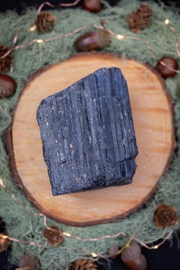 Large Chunky Black Tourmaline Crystal, Protective Grounding Stone, Raw Tourmaline Mineral for Home, EMF Shield & Energy Cleanser