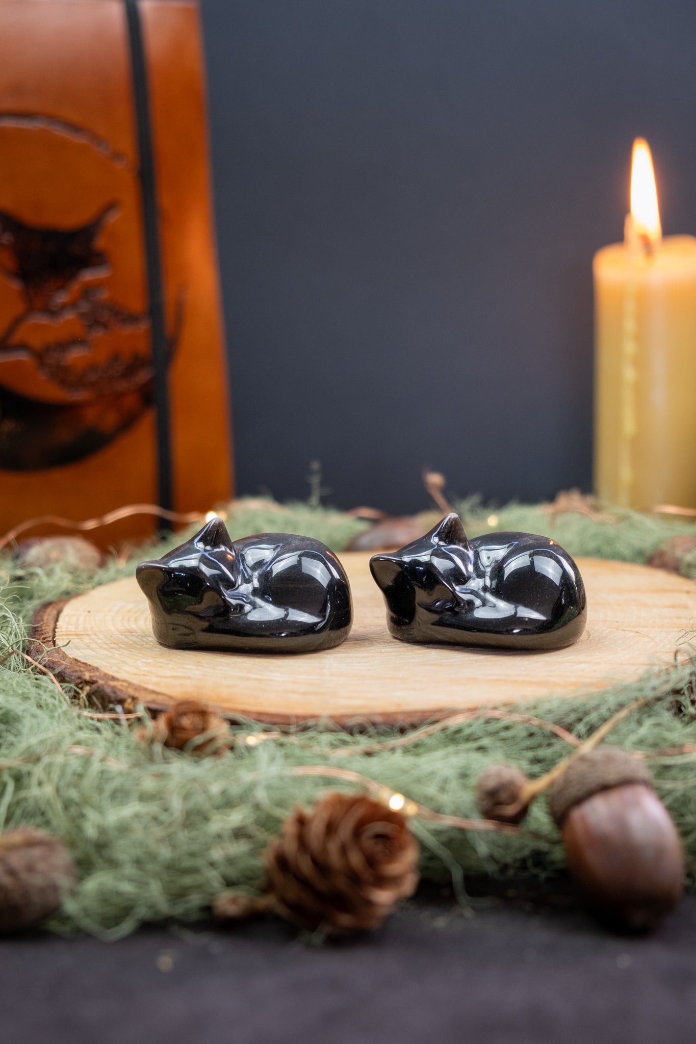 Silver Sheen Obsidian Crystal Cat, Hand Carved Gemstone for Protection, Clarity, Intuition and Grounding Energy