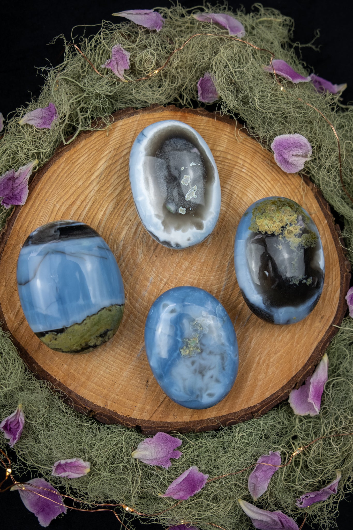 Owyhee Blue Opal Palm Stone, Rare Crystal