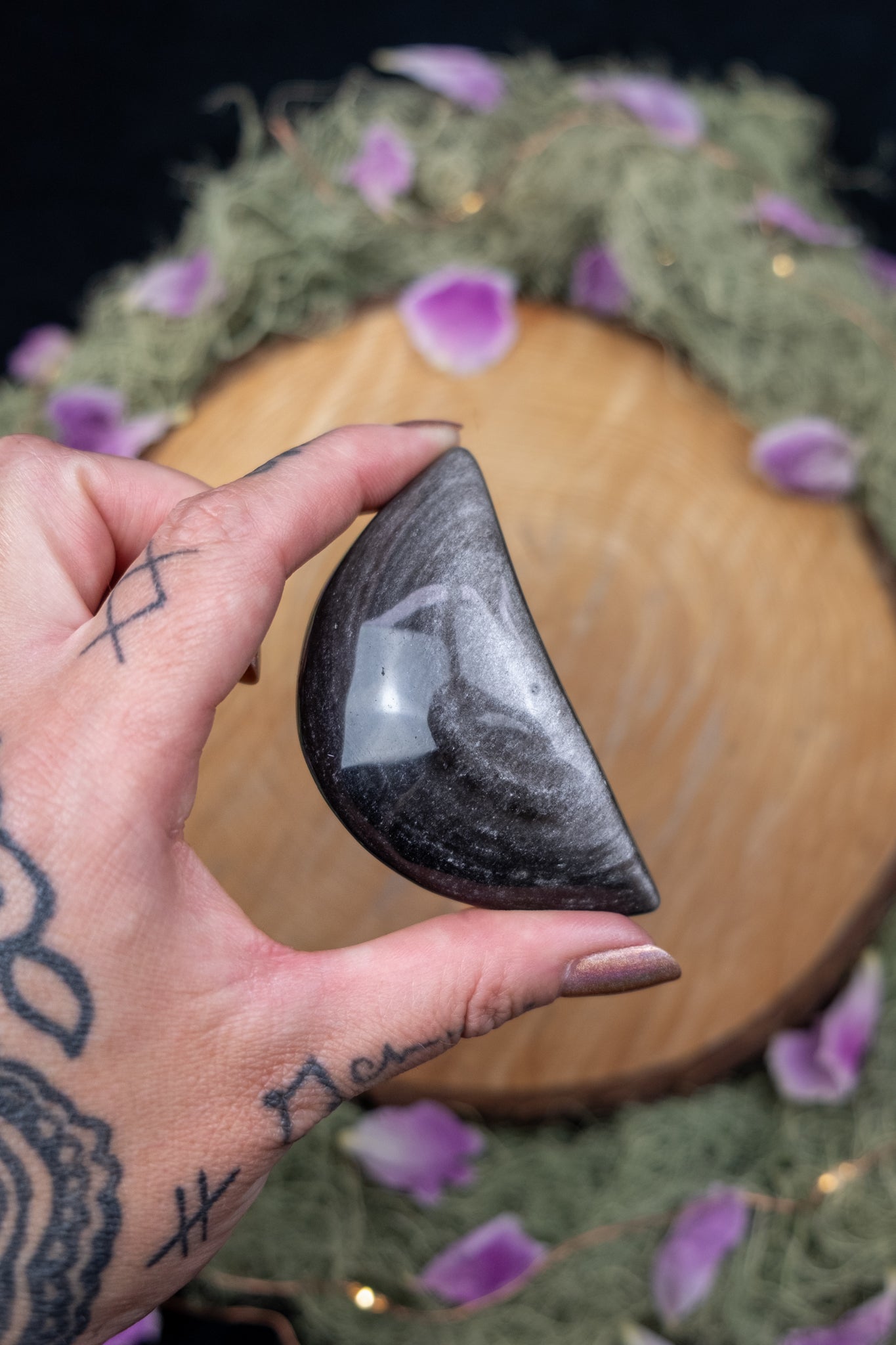 Silver Sheen Obsidian Moon