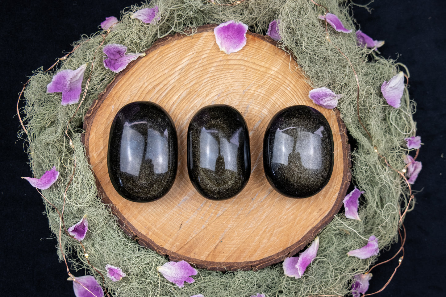 Gold Sheen Obsidian Palm Stone