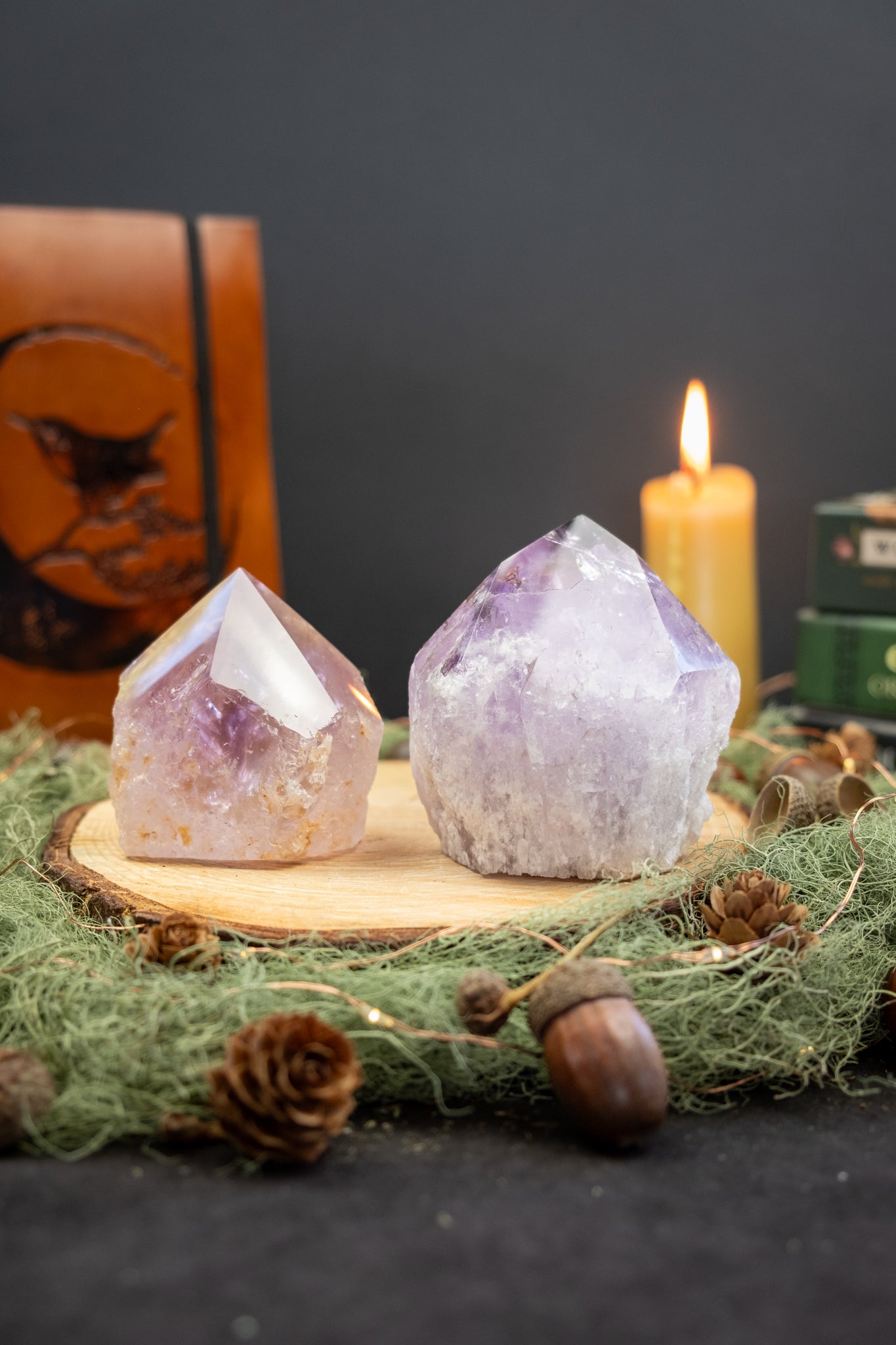 Amethyst Point, Part Polished Part Raw, Natural Inclusions, Phantom and Ametrine Variations, Intuitively Chosen