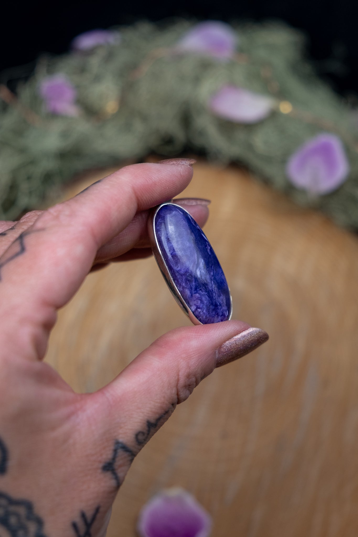 Charoite Pendant in Sterling Silver