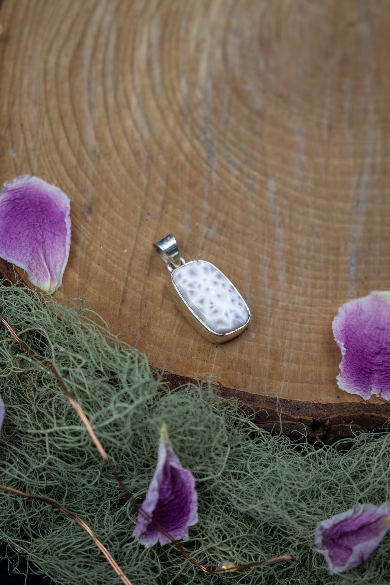 Natrolite Pendant in Sterling Silver