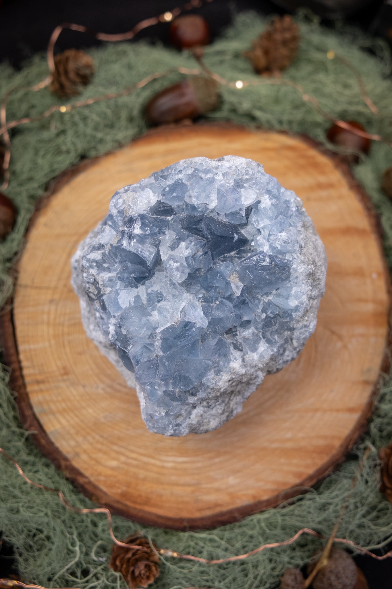 Celestite Geode Crystal, Angelic Blue Gemstone, Peace Stone for Calm Energy, Intuition, and Spiritual Connection