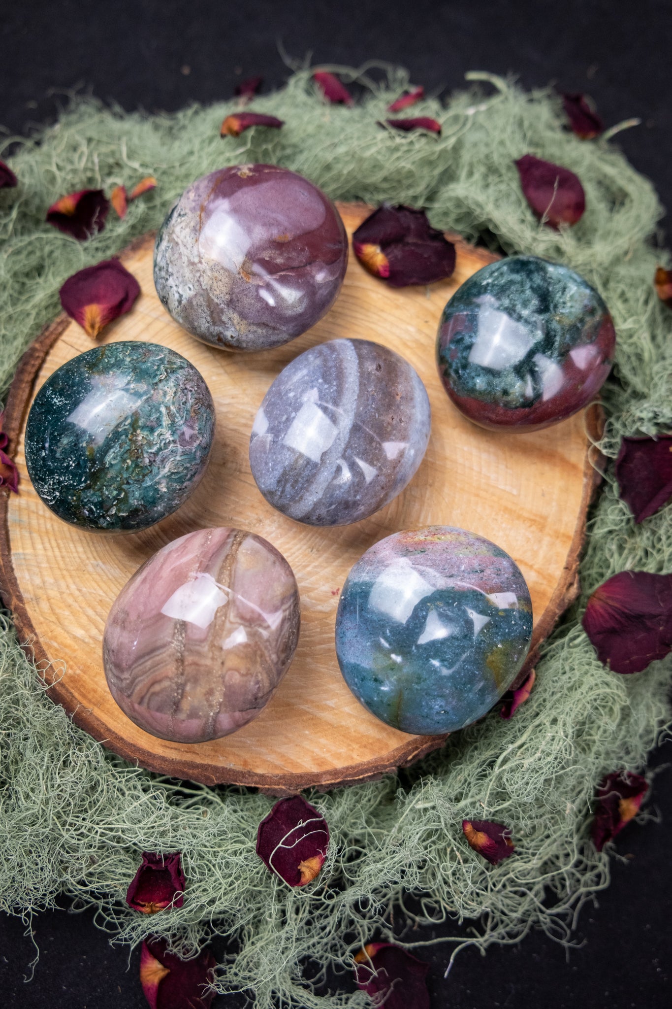 Ocean Jasper Palm Stone Crystal, Intuitively Chosen Healing Gem for Joy, Balance and Emotional Flow