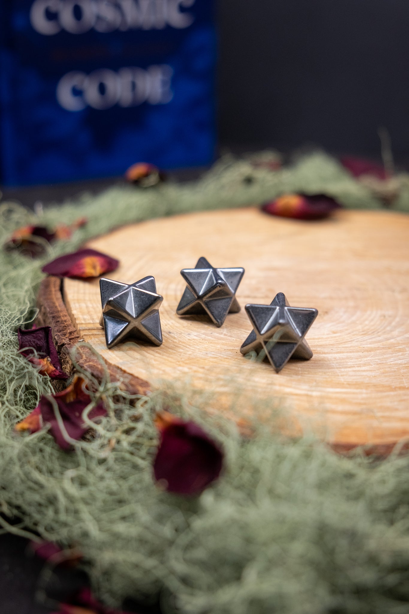 Hematite Merkaba Star Crystal, Grounding Stone for Protection, Focus & Energy Balance