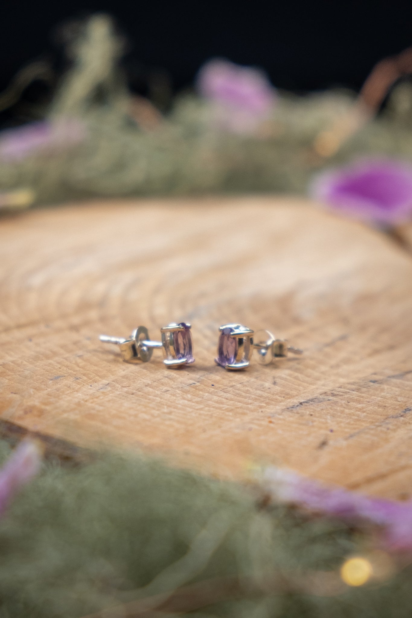 Amethyst Sterling Silver Stud Earrings
