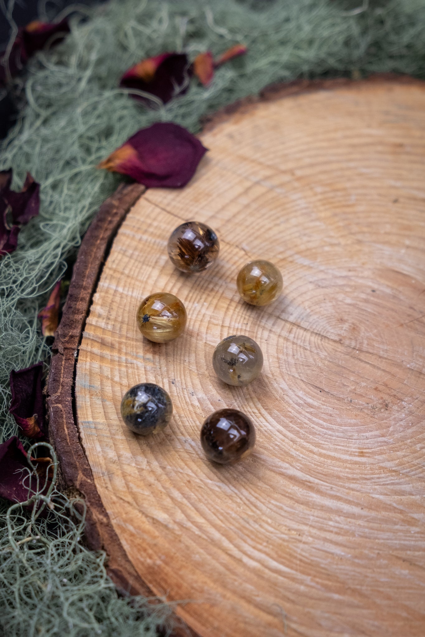 Rutilated Quartz Mini Sphere 12mm, High Grade Rutile Quartz Crystal Stone for Clarity and Manifestation, Ethically Sourced