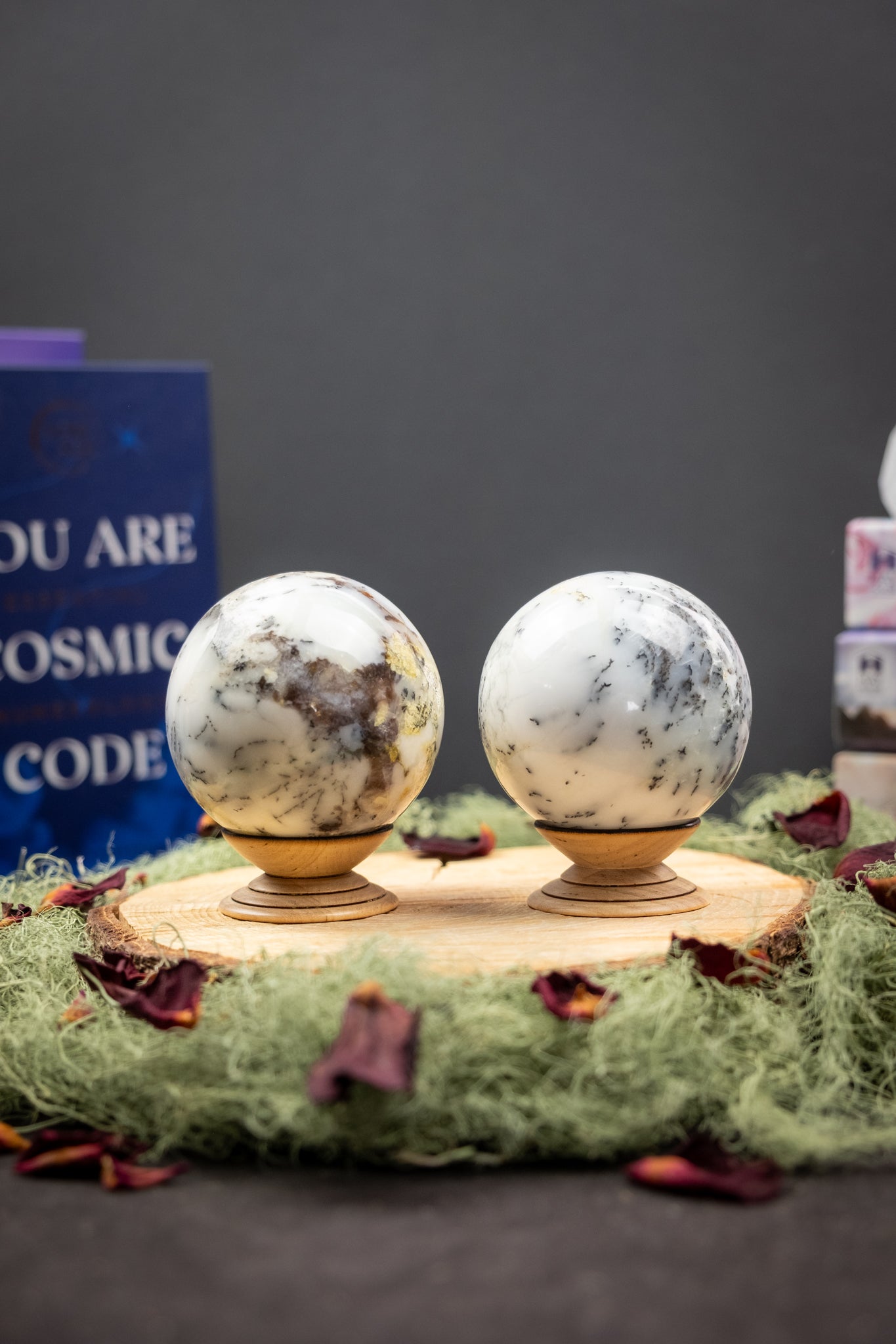 Merlinite Sphere, Mystic Dendritic Opal, Powerful Shamanic Vision Stone, Spiritual Transformation, Intuition & Shadow Work