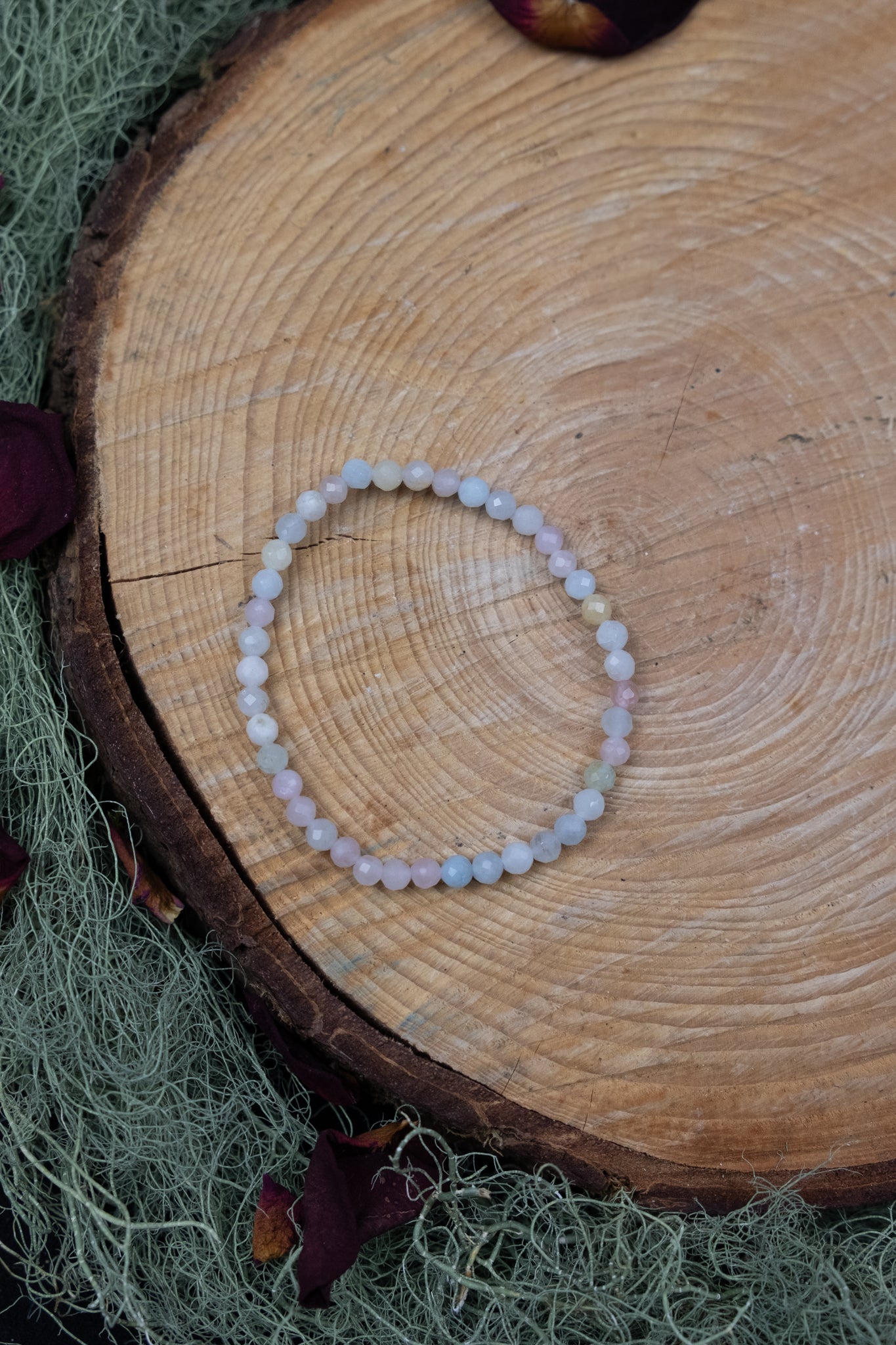 Natural Morganite Child’s Bracelet, Faceted 4mm Gemstone Beads for Love, Calm & Heart Healing Energy