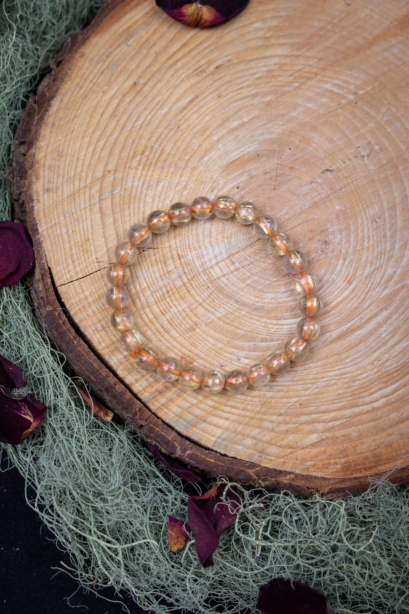 Golden Rutilated Quartz Bracelet, Natural Gemstone Energy Stone for Clarity, Confidence and Manifestation