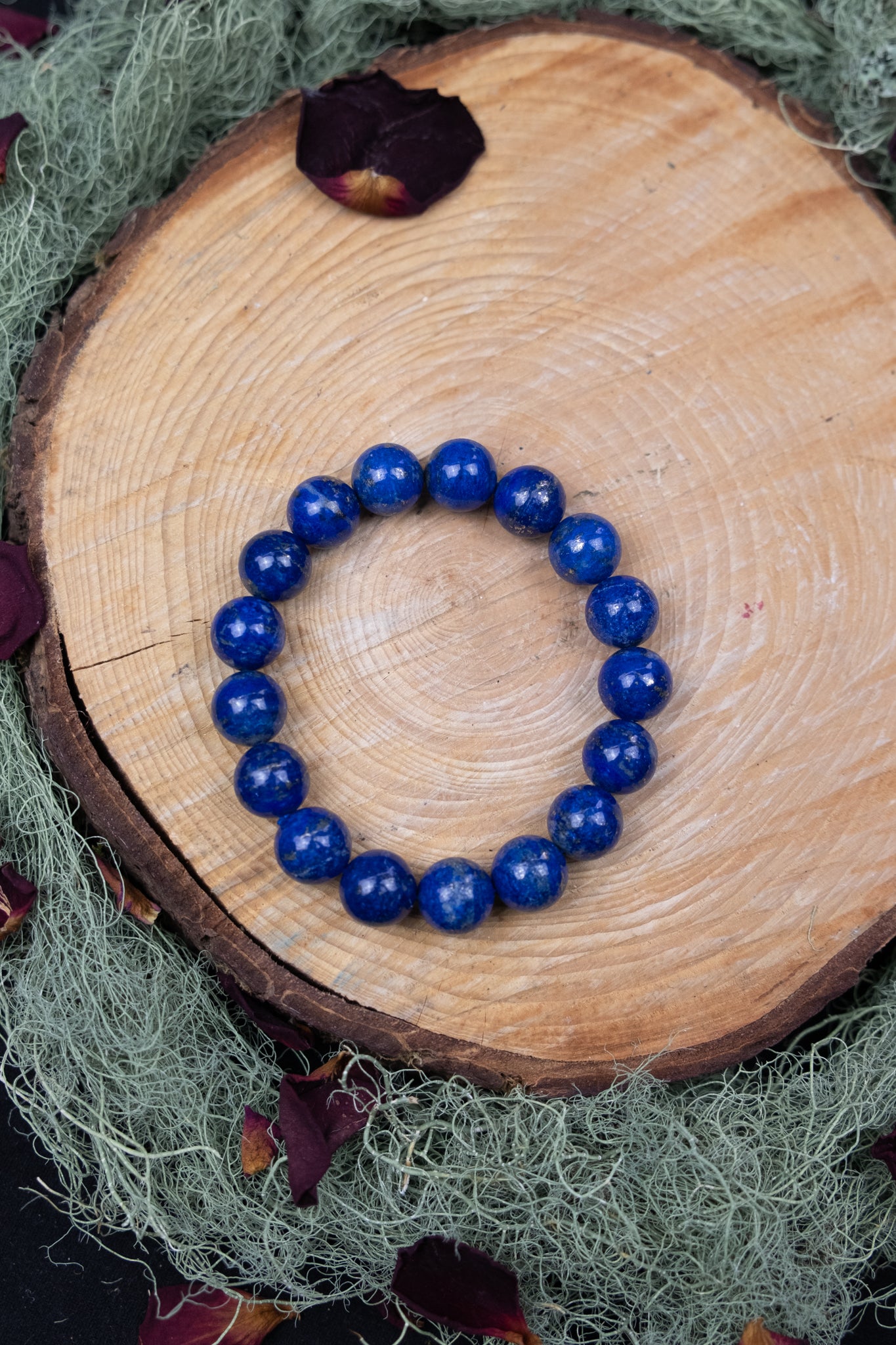 Lapis Lazuli Bracelet 12mm Gemstone Beads, Deep Blue Crystal for Truth, Wisdom, Inner Vision and Protection