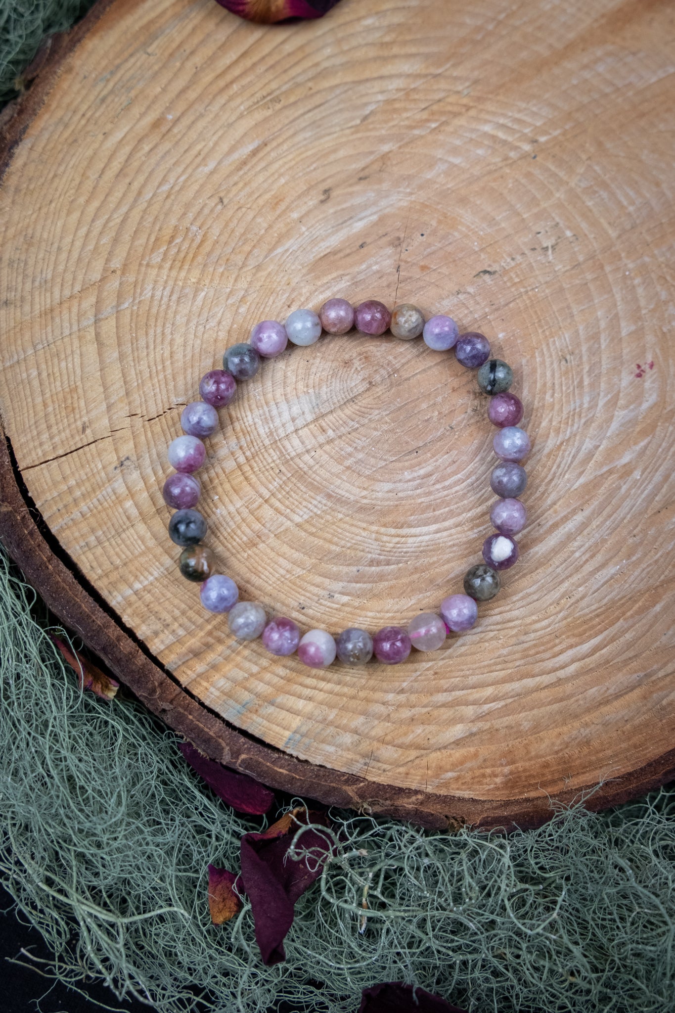 Tourmaline and Lepidolite Bracelet, Calming Crystal Bracelet, Emotional Balance, Protection and Healing Stone, Natural Gemstone Bracelet UK