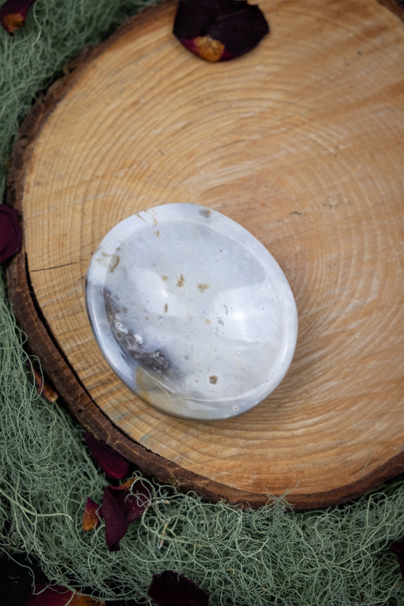 Ocean Jasper Crystal Bowl, Healing Gemstone Dish for Meditation, Energy Cleansing and Calming Home Décor