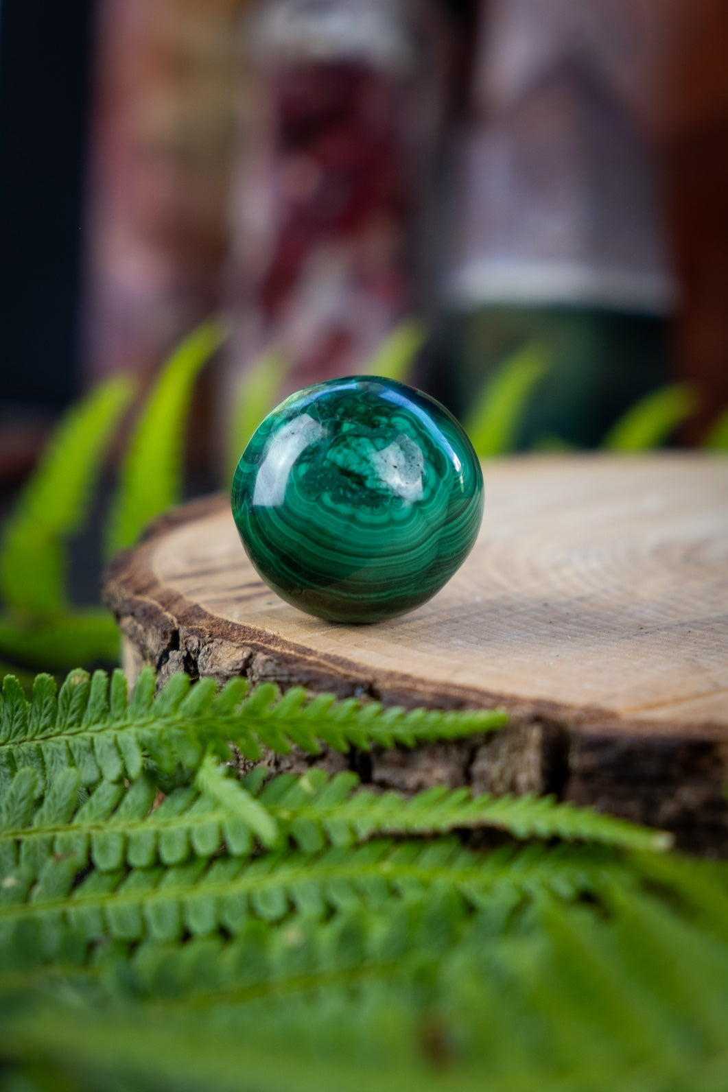 Malachite Crystal Sphere, Heart chakra crystal, Transformation crystal, A Grade, Balancing and soothing crystal, Detoxifying gemstone.
