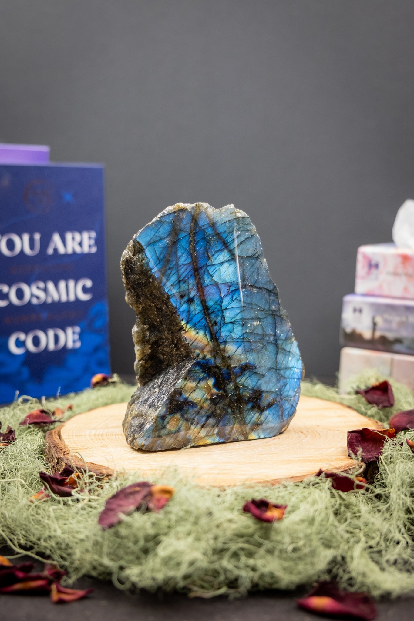 Blue Labradorite Raw and Polished Crystal, Rare Part Raw Gemstone with Mesmerising Iridescent Flash and Powerful Energy