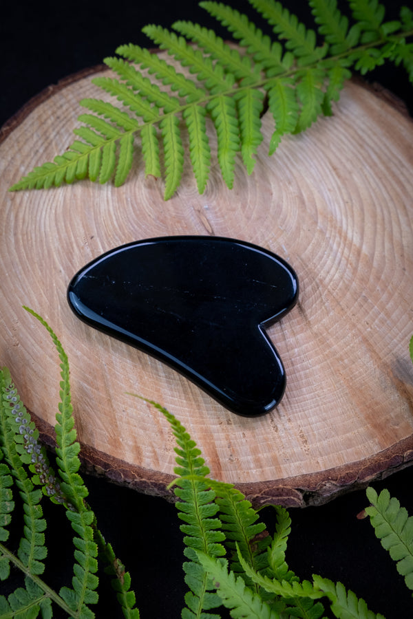 Black Obsidian Gua Sha Comb, Facial massage.