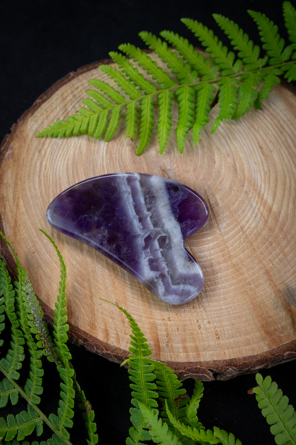 Amethyst Crystal Gua Sha Comb, Facial massage, Face yoga, Gua Sha for health, Crystal to treat chronic pain, Master healer, AAA+