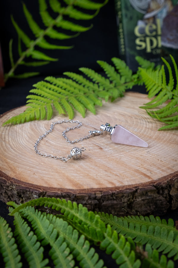 Rose Quartz Crystal Pendulum, Divination tool, pendulum for dowsing, Crystal to connect to intuition, Crystal to enhance clairvoyance.