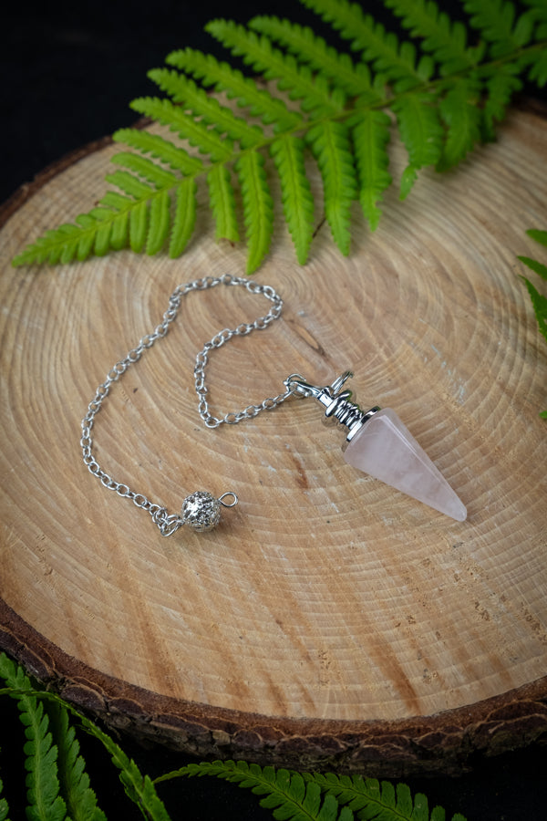 Rose Quartz Crystal Pendulum, Divination tool, pendulum for dowsing, Crystal to connect to intuition, Crystal to enhance clairvoyance.