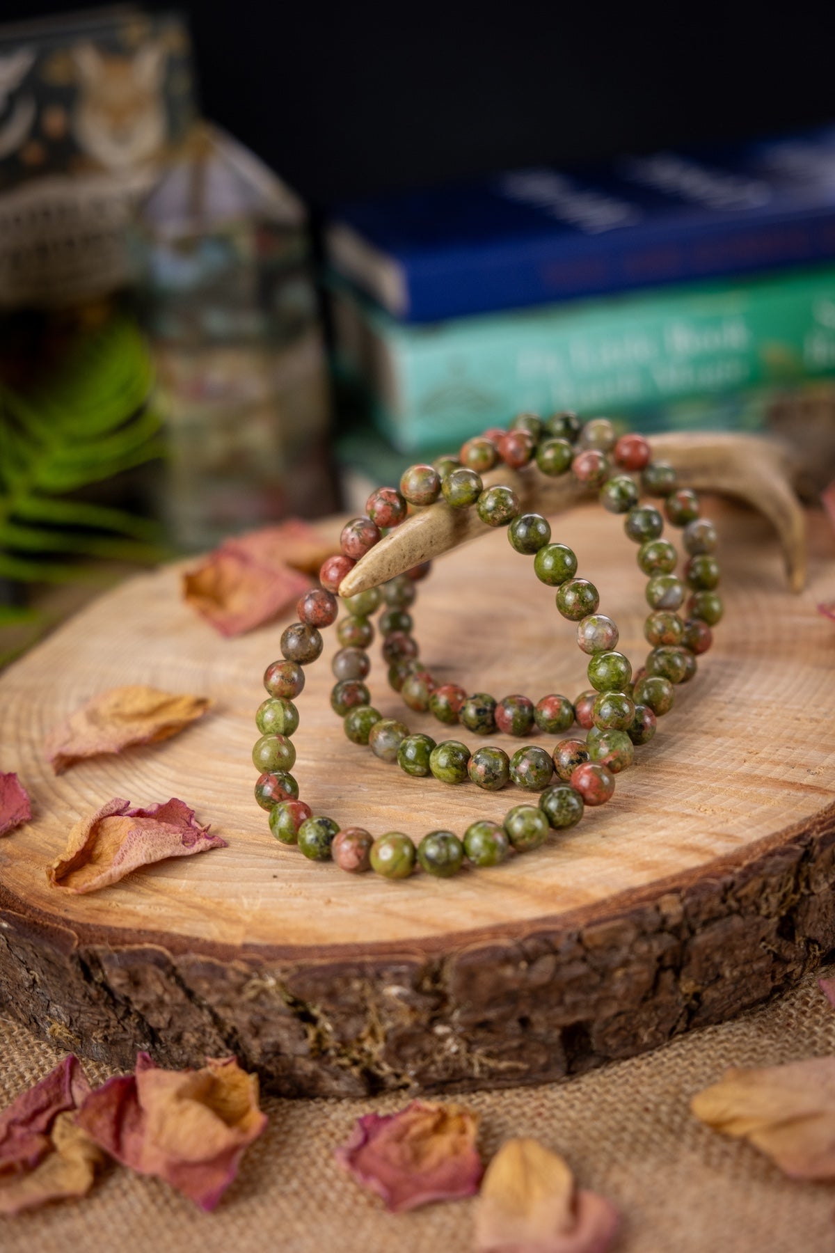 Unakite jasper crystal bracelet, Heart Healing, Release bad habits & negative emotions, Crystal for Grief.