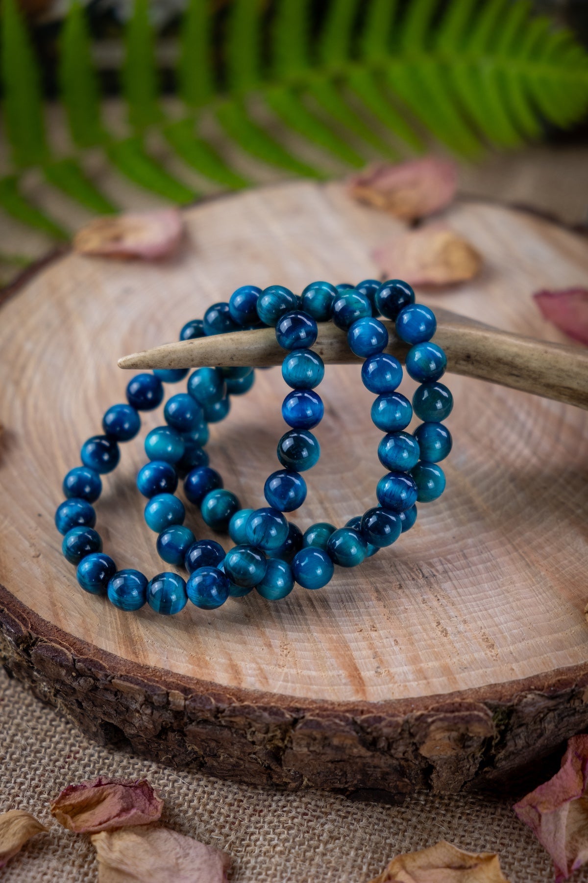 Blue Tigers Eye crystal bracelet, Stone of protection, Calm, Ease anxiety and stress.
